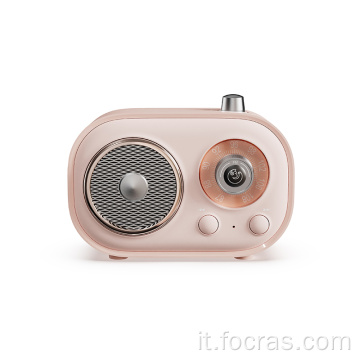 Altoparlante Bluetooth retrò con mini radio FM ricaricabile